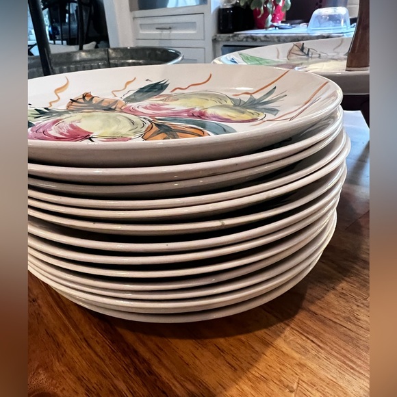 Vintage Hand Painted Japan Fruit Salad Bowl Set 14 Plates are listed sep d/t wt - Picture 9 of 9